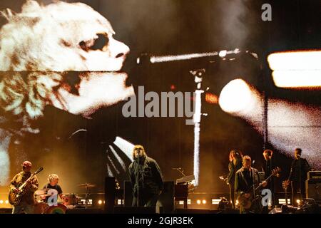 Glasgow, Großbritannien. September 2021. IM BILD: Liam Gallacher, titelt Primal Screadie Hauptbühne auf der TRNSMT 2021. Quelle: Colin Fisher/Alamy Live News Stockfoto