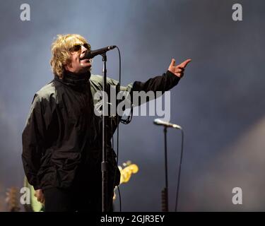 Glasgow, Großbritannien. September 2021. IM BILD: Liam Gallacher, titelt Primal Screadie Hauptbühne auf der TRNSMT 2021. Quelle: Colin Fisher/Alamy Live News Stockfoto