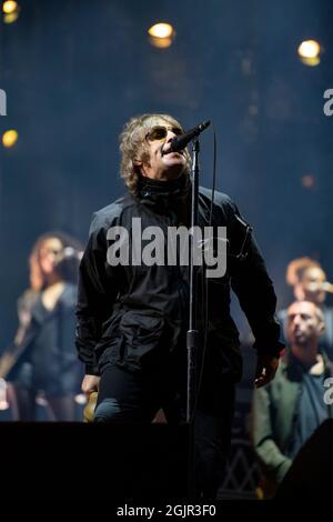 Glasgow, Großbritannien. September 2021. IM BILD: Liam Gallacher, titelt Primal Screadie Hauptbühne auf der TRNSMT 2021. Quelle: Colin Fisher/Alamy Live News Stockfoto