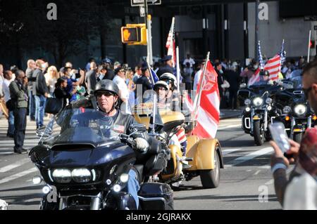 New York City, Usa. September 2021. Am 9. Jahrestag der Ereignisse von 11 in New York City ziehen Motorradfahrer auf die Straßen. Kredit: SOPA Images Limited/Alamy Live Nachrichten Stockfoto