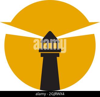 Leuchtturm Gebäude Überwachung Symbol Logo Design Inspiration Vektor Illustration Vorlage Stock Vektor