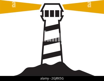 Leuchtturm Gebäude Überwachung Symbol Logo Design Inspiration Vektor Illustration Vorlage Stock Vektor