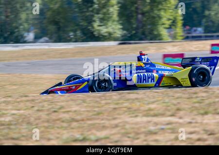 Portland, Oregon, USA. September 2021. ALEXANDER ROSSI (27) aus den Vereinigten Staaten übt sich für den Grand Prix von Portland auf dem Portland International Raceway in Portland, Oregon. (Bild: © Brandon Carter Grindstone Media/ASP via ZUMA Press Wire) Stockfoto