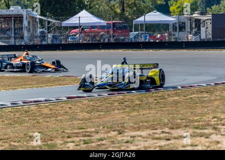 Portland, Oregon, USA. September 2021. COLTON HERTA (26) aus Valencia, Kanada, übt sich beim Portland International Raceway in Portland, Oregon, für den Grand Prix von Portland aus. (Bild: © Brandon Carter Grindstone Media/ASP via ZUMA Press Wire) Stockfoto