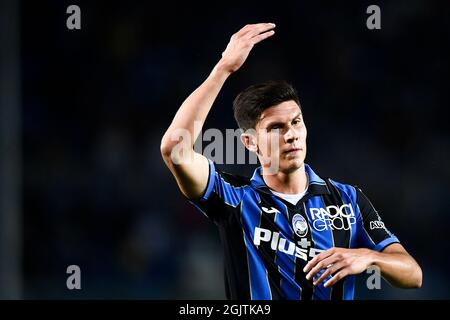 Bergamo, Italien. 11. September 2021. Matteo Pessina von Atalanta BC reagiert während des Fußballspiels der Serie A zwischen Atalanta BC und ACF Fiorentina. Kredit: Nicolò Campo/Alamy Live Nachrichten Stockfoto