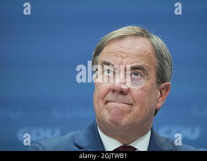 Berlin, Deutschland. September 2021. Armin Laschet, CDU-Vorsitzender und Spitzenkandidat der Union für die Bundestagswahl. Quelle: Michael Kappeler/dpa/Alamy Live News Stockfoto