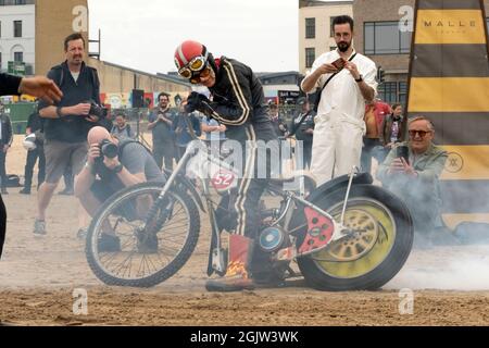 Das Mile Beach Race 2021. Motorrad Sprint Rennen auf Margate Sands Beach Thanet Kent UK Stockfoto