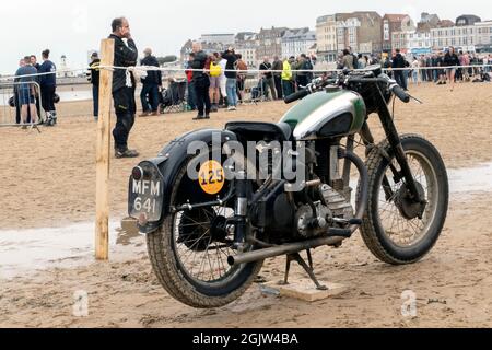 Das Mile Beach Race 2021. Motorrad Sprint Rennen auf Margate Sands Beach Thanet Kent UK Stockfoto