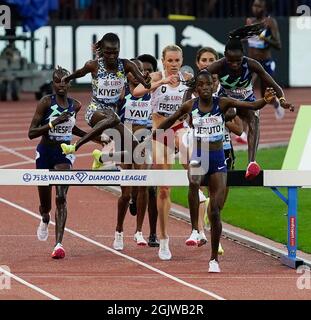 Zürich, 09. Sep 2021 3000m-Kirchturm Chase-Siegerin Norah Jeruto (KEN) in Aktion während der Wanda Diamond League im Litzigrund Stadium Zürich Schweiz Stockfoto