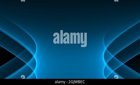 Abstrakter Hintergrund 4k blau hell dunkel Neon Wellen und Linien Stockfoto