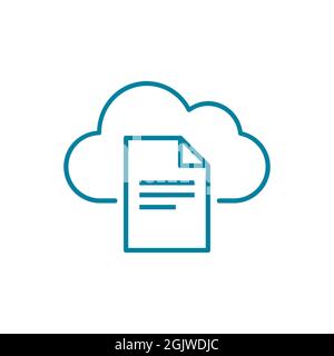 Greifen Sie auf das Dokument über das Cloud-Symbol zu. Laden Sie die Datei in die Cloud herunter oder laden Sie sie hoch. Online-Web-Storage-Konzept. Cloud-Computing-Konzept. Dokumentflusssymbol. Vektor Stock Vektor
