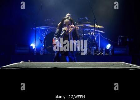 Moskau, Russland. September 2021. Tatiana Shmayljuk von der Jinjer Band spielt live auf der Bühne des Moskauer 1930. Kredit: SOPA Images Limited/Alamy Live Nachrichten Stockfoto