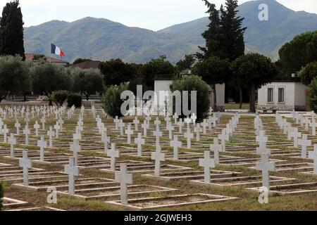 Venafro, Italien - 2. September 2021. Der französische Kriegsfriedhof Stockfoto