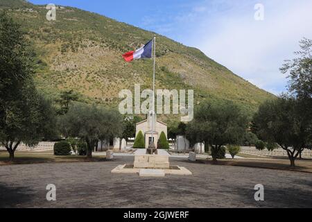 Venafro, Italien - 2. September 2021. Der französische Kriegsfriedhof Stockfoto