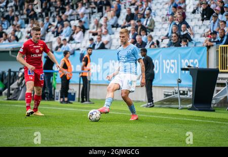 Malmoe, Schweden. September 2021. Felix Beijmo (14) von Malmoe FF gesehen während des Allsvenskan-Spiels zwischen Malmoe FF und IFK Norrkoping im Eleda Stadion in Malmoe. (Foto: Gonzales Photo/Alamy Live News Stockfoto