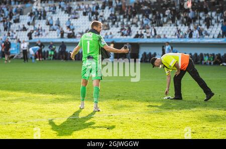 Malmoe, Schweden. September 2021. Torhüter Oscar Jansson (1) von IFK Norrkoping beim Allsvenskan-Spiel zwischen Malmoe FF und IFK Norrkoping im Eleda Stadion in Malmoe. (Foto: Gonzales Photo/Alamy Live News Stockfoto