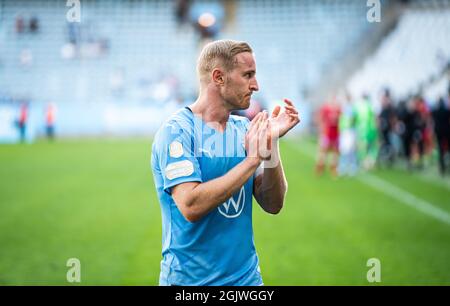 Malmoe, Schweden. September 2021. Franz Brorsson (31) von Malmoe FF gesehen nach dem Allsvenskan-Spiel zwischen Malmoe FF und IFK Norrkoping im Eleda Stadion in Malmoe. (Foto: Gonzales Photo/Alamy Live News Stockfoto