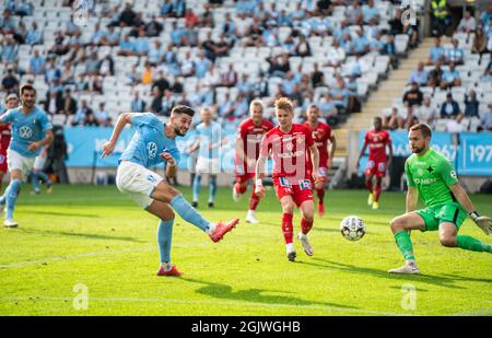 Malmoe, Schweden. September 2021. Antonio-Mirko Colak (9) von Malmoe FF während des Allsvenskan-Spiels zwischen Malmoe FF und IFK Norrkoping im Eleda Stadion in Malmoe. (Foto: Gonzales Photo/Alamy Live News Stockfoto