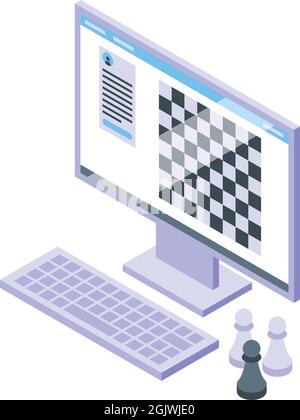 Testen Sie das Symbol für das Schachspiel, den isometrischen Vektor. Experte für Wissenschaftler. Science-Genie Stock Vektor