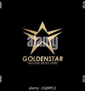 Golden Stars Icon Logo Design Vektor-Vorlage mit schwarzem Hintergrund Stock Vektor