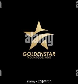 Golden Stars Icon Logo Design Vektor-Vorlage mit schwarzem Hintergrund Stock Vektor