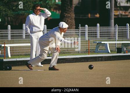 Sport. Männer spielen Rasenschalen. Sydney. Australien. Stockfoto