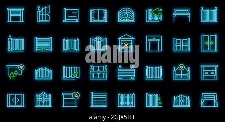 Symbol für automatisches Gatter. Umriss automatische Gate-Vektor-Symbol Neonfarbe auf schwarz Stock Vektor