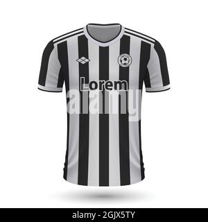 Realistisches Fußballtrikot Juventus 2022, Trikotvorlage für Fußballtrikot. Vektorgrafik Stock Vektor