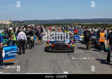 15 CAMPBELL Christopher (FRA), IBANEZ Lluc (ESP), NM Racing Team, Mercedes-AMG GT4, Action beim 5. Lauf des Championnat de France FFSA GT - GT4 France 2021, vom 10. Bis 12. September 2021 auf dem Circuit de Lédenon, in Lédenon, Frankreich - Foto Marc de Mattia / DPPI Stockfoto