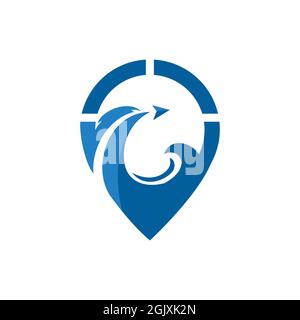 Abstrakt Wellen Strand Pin Lage Logo Symbol flach Vektor Konzept Grafik einfach stilvolles Design Stock Vektor