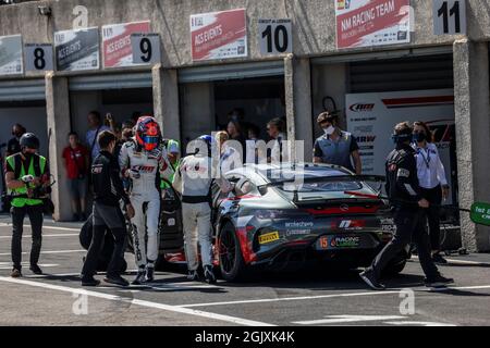 15 CAMPBELL Christopher (FRA), IBANEZ Lluc (ESP), NM Racing Team, Mercedes-AMG GT4, Action beim 5. Lauf des Championnat de France FFSA GT - GT4 France 2021, vom 10. Bis 12. September 2021 auf dem Circuit de Lédenon, in Lédenon, Frankreich - Foto Marc de Mattia / DPPI Stockfoto