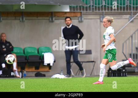 Stockholm, Schweden. September 2021. Emilia Larsson (16 Hammarby) während des Spiels in der Schwedischen Liga OBOS Damallsvenskan am 12. September 2021 zwischen Hammarby IF und FC Rosengard bei Hammarby IP in Stockholm, Schweden Credit: SPP Sport Press Photo. /Alamy Live News Stockfoto