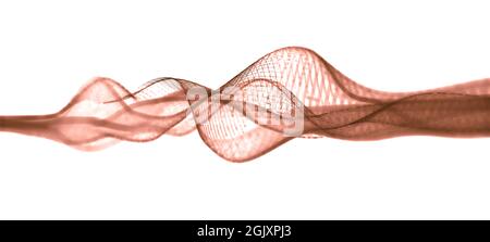 Abstrakte Visualisierung von roten Drahtgallounds mit unterschiedlicher Frequenz oder Wellenlänge isoliert auf hellweißem Hintergrund Stockfoto