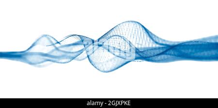 Abstrakte Visualisierung von blauen Drahtgallounds mit unterschiedlicher Frequenz oder Wellenlänge auf hellweißem Hintergrund isoliert Stockfoto