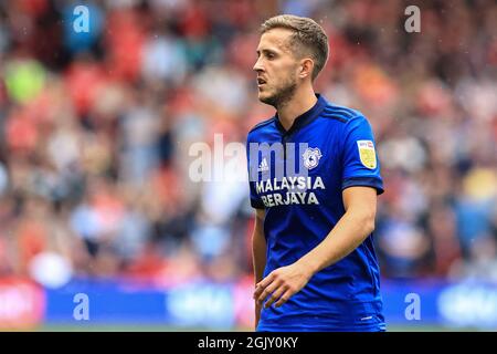 Nottingham, Großbritannien. September 2021. Will Vaulks #6 von Cardiff City während des Spiels in Nottingham, Großbritannien am 9/12/2021. (Foto von Mark Cosgrove/News Images/Sipa USA) Quelle: SIPA USA/Alamy Live News Stockfoto