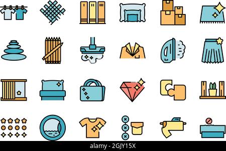 Perfektionismus-Symbole eingestellt. Skizzieren Satz von Perfektionismus Vektor-Symbole dünne Linie Farbe flach isoliert auf weiß Stock Vektor