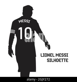 Lionel Messi Vektor Silhouette schwarz Edition, die Illustration kann für verwendet werden, Magazin, News, Web, Sammlung, Und etc Stock Vektor