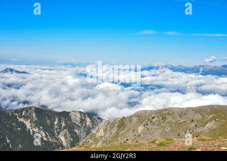 La molina Cataluña España, Paisajes de los pirineos de Cataluña Stockfoto