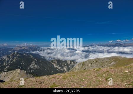 La molina Cataluña España, Paisajes de los pirineos de Cataluña Stockfoto