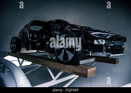 Im Fokus stehen die innovativen Technologiethemen von BMW i: Der vollelektrische BMW i3 als konsequent nachhaltig konzipiertes emissionsfreies Fahrzeug für den Innenraum Stockfoto