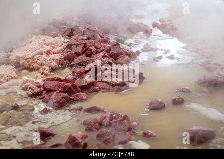 Traditionelles türkisches Gericht mit dem Namen „Kavurma“. Türkische Küche Und Kavurma Raised Beef. Stockfoto