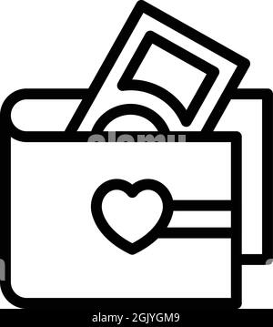 Brieftasche Liebe Geld Symbol skizzieren Vektor. Emoji-Schulden. Preisgünstige Aufzüge Stock Vektor