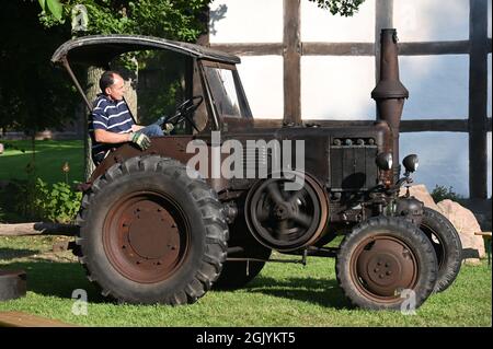 Historisch noch funktionsbereit Lanz Bulldog Traktor Stockfoto