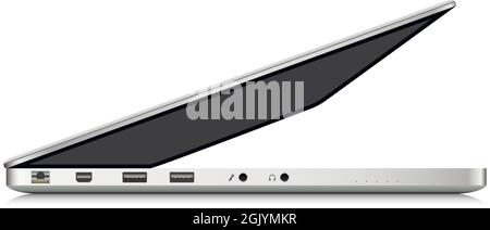 Geöffnete Laptop-Seitenansicht Stock Vektor