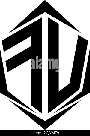 Anfängliches FV-Logo im Shield-Stil, Logo-Branding für Unternehmen. Stock Vektor