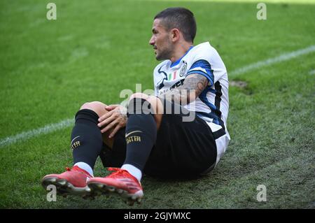 Genua, Italien. September 2021. Stefano Sensi (Inter) während des Spiels UC Sampdoria vs Inter - FC Internazionale, Italienische Fußballserie A in Genua, Italien, September 12 2021 Quelle: Independent Photo Agency/Alamy Live News Stockfoto