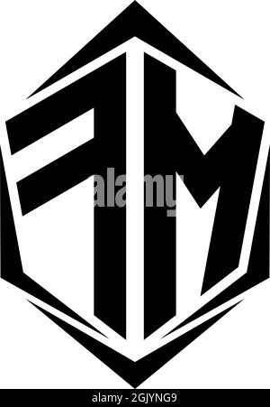 Anfängliches FM-Logo im Shield-Stil, Logo-Branding für Unternehmen. Stock Vektor