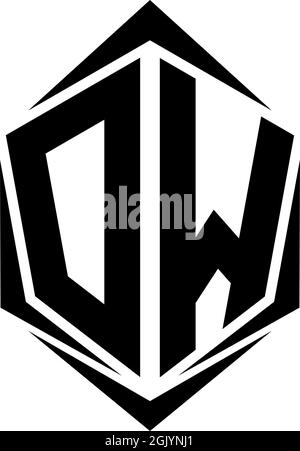 Ursprüngliches DW-Logo-Design, anfängliches DW-Logo-Design im Shield-Stil, Logo-Branding für Unternehmen. Stock Vektor