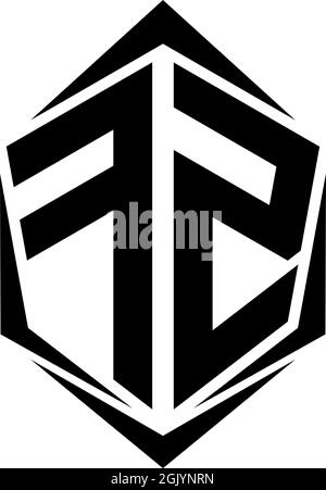 Anfängliches FZ-Logo im Shield-Stil, Logo-Business-Branding. Stock Vektor