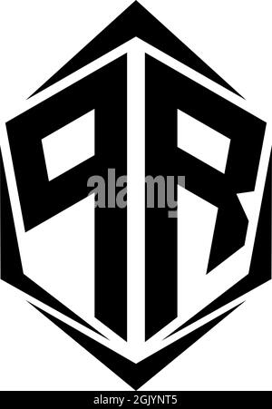 Anfängliches PR-Logo-Design im Shield-Stil, Logo-Business-Branding. Stock Vektor